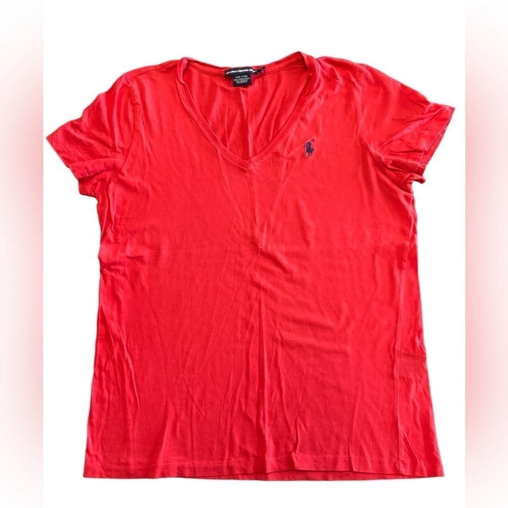 RALPH LAUREN SPORT WOMEN T- Shirt V-Neck size: Large